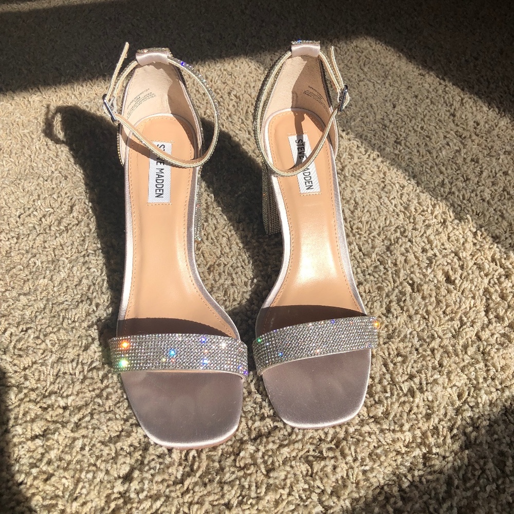 Steve Madden Rhinestone 3" Chunky Heel Sandal Size 10